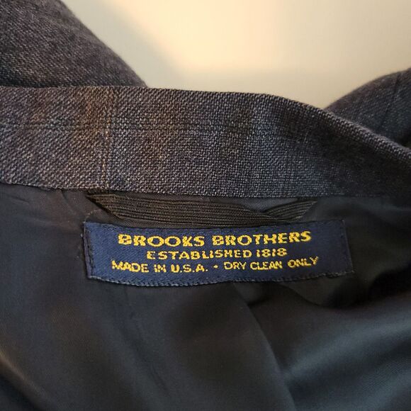 Brooks Brothers 100% Wool Black LS 2 Button Notch Suit Blazer Men's 42R USA Made - Picture 11 of 13